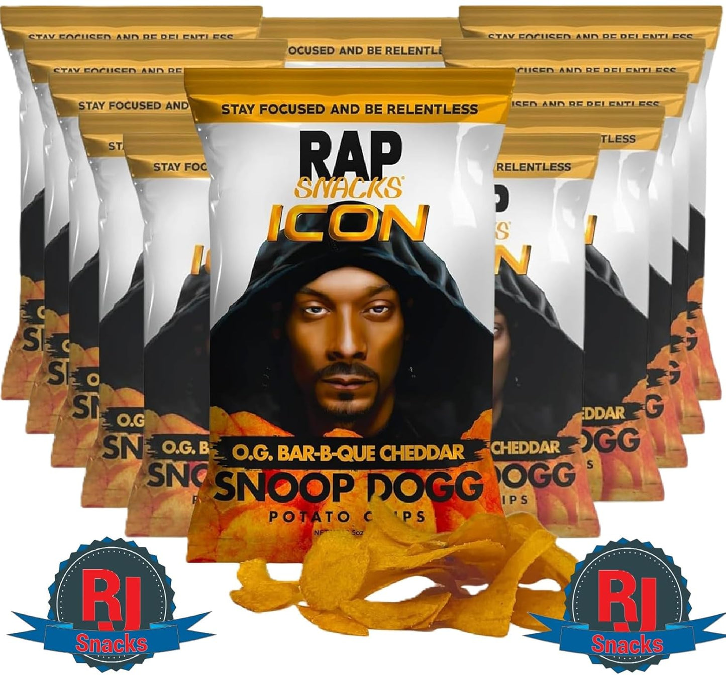 Boites 12 Rap Snacks Snoop Dogg 'O.G. Bar-B-Que Cheddar' Chips