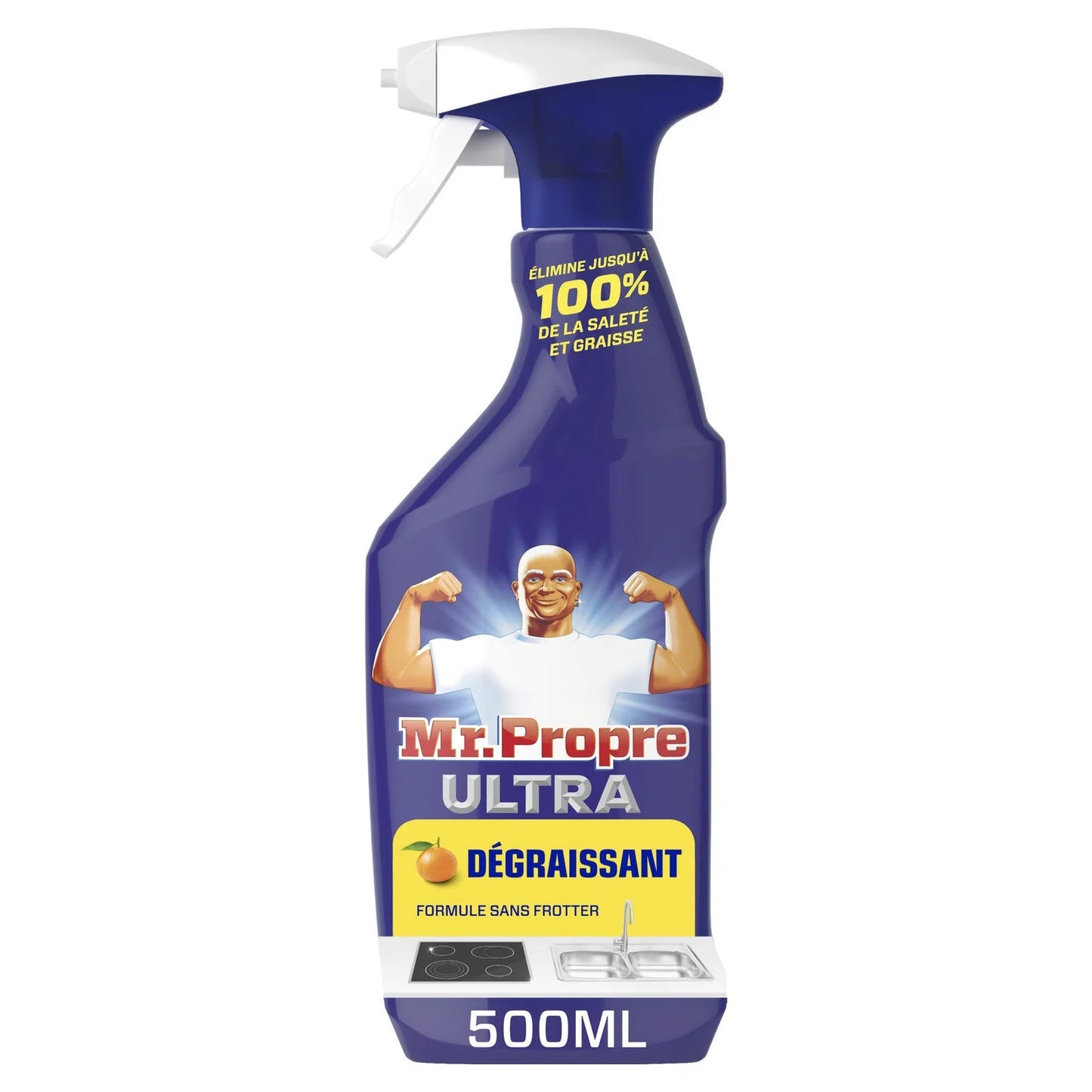 Mr Propre Ultra Dégraissant Parfum Fraîcheur Citron, Élimine Jusqu’à 100% de Saleté/Graisse, 500 ml