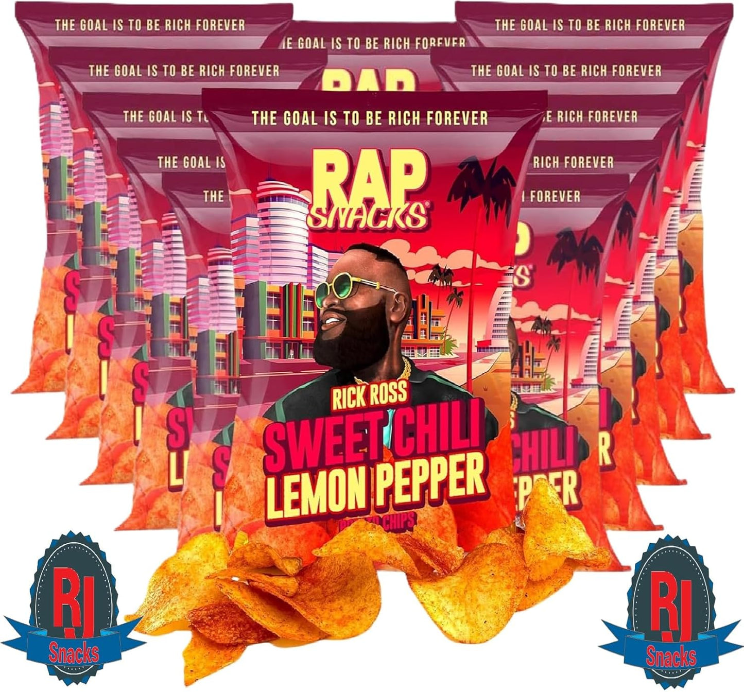 Boite de 12 - Rap snacks Rick ross potato chips sweet chili lemon pepper